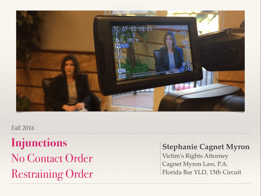 Stephanie Cagnet Myron Created Injunction Training Video for the Florida Bar YLD